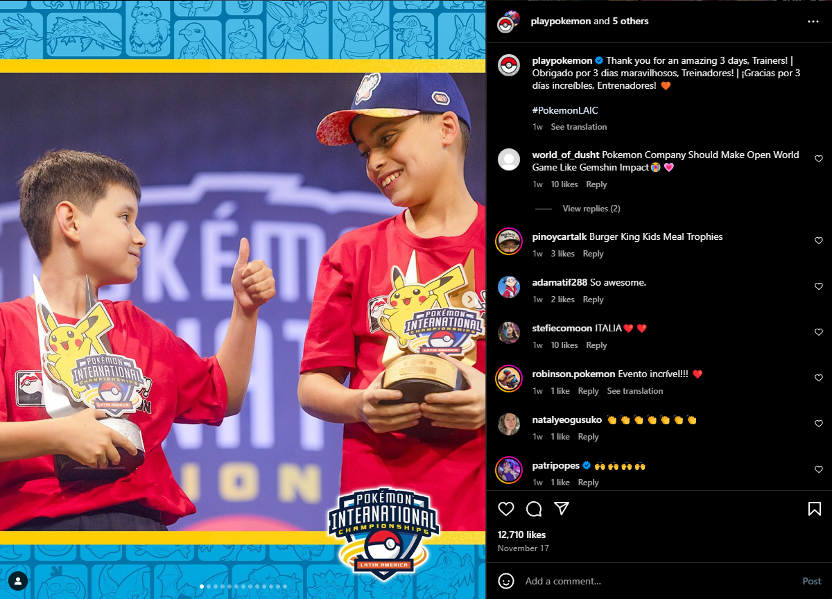 photo of a post from official pokemon accounts